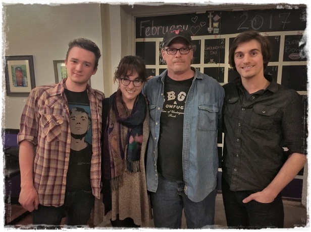 Jackson Arnold, Maddie Nicole, Rick Gethin (Music in Motion) and James Sterling (L-R)